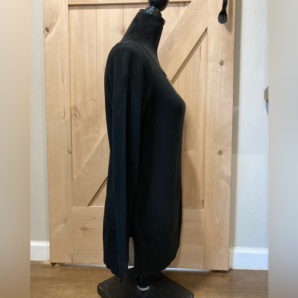 Thalia Sodi Black Sweater with Gold Tone Chain Accent Madrid Small - Picture 6 of 16